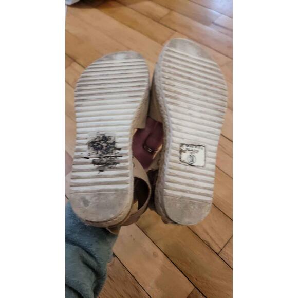 Espadrille Flatform Sandals Ankle Strap Faux Suede Beige Casual Shoes Girls 13 - Picture 4 of 6